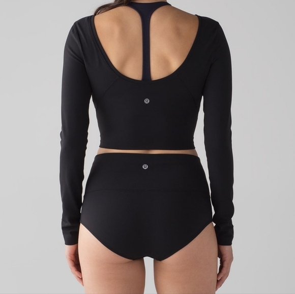 lululemon athletica Tops - Lululemon Arise Cropped Long Sleeve Black PTP 17"